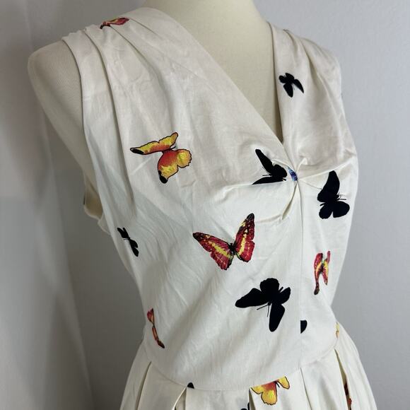 Bella Poque Dress 2XL Butterfly Floral Pockets A-line Cottagecore Rockabilly VTG - Picture 5 of 14